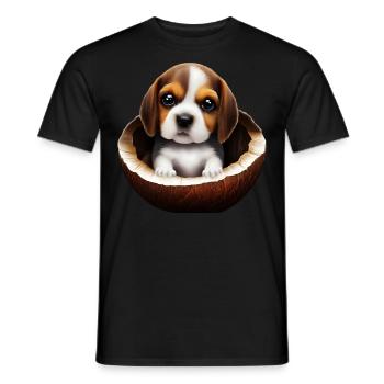 Beagle Hund in einer Kokosnussschale - Männer T-Shirt - Schwarz - Vorne - AI Model Male 178 light (178cm)