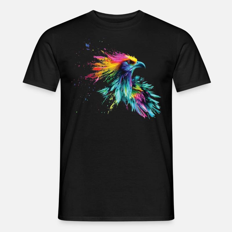 Vogel Farbige bunte Farb Spritzer - Männer T-Shirt - Schwarz