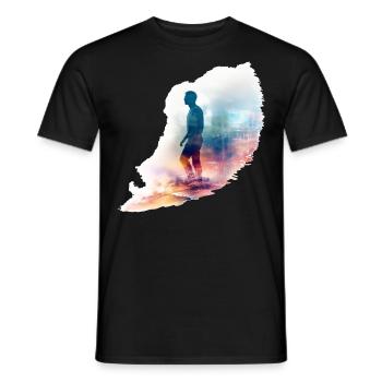Ein Mann der nach links schaut im Watercolor Style - Männer T-Shirt - Schwarz - Vorne - AI Model Male 178 light (178cm)