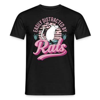 Easily distracted by Rats Ratte Hausratte - Männer T-Shirt - Schwarz - Vorne - AI Model Male 178 light (178cm)