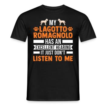 Lagotto Romagnolo Wasserhund - Männer T-Shirt - Schwarz - Vorne - AI Model Male 178 light (178cm)