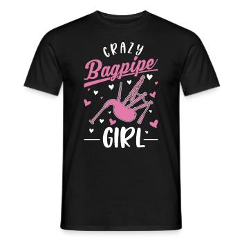 Fille de cornemuse folle - T-shirt homme - noir - Devant - AI Model Male 178 light (178cm)