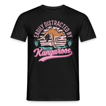 Easily distracted by Kangaroos Kangaroo - Men's T-Shirt - black - Front - AI Model Male 178 light (178cm)
