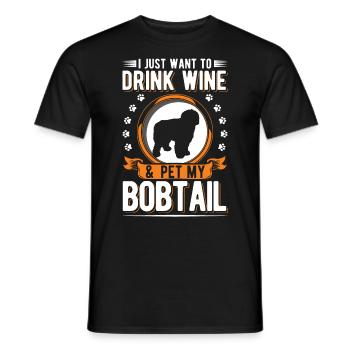 Bobtail and wine - Men's T-Shirt - black - Front - AI Model Male 178 light (178cm)