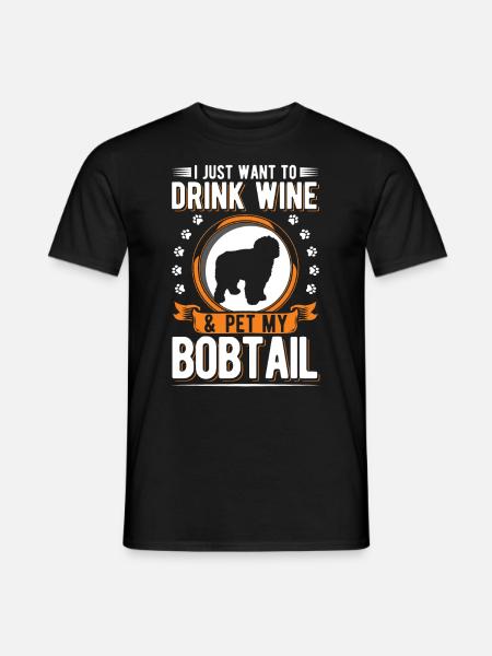Bobtail et vin - T-shirt homme - noir