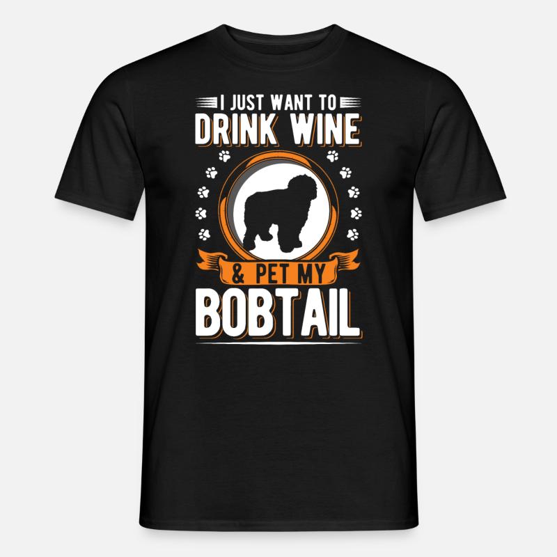 Bobtail and wine - Men's T-shirt - black