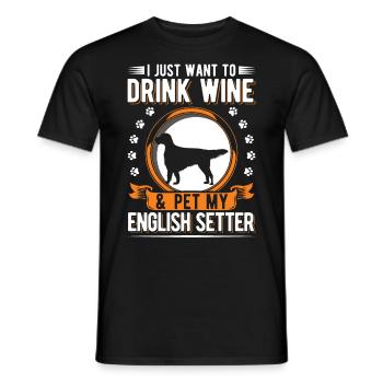 Setter anglais et Wine English Setter - T-shirt homme - noir - Devant - AI Model Male 178 light (178cm)
