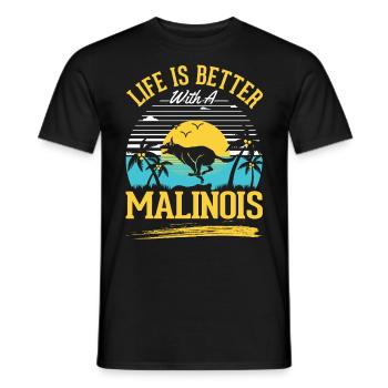 Life is better with a Malinois - Men's T-Shirt - black - Front - AI Model Male 178 light (178cm)