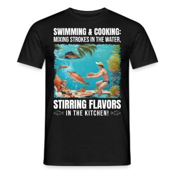 Schwimmen und Kochen - Männer T-Shirt - Schwarz - Vorne - AI Model Male 178 light (178cm)