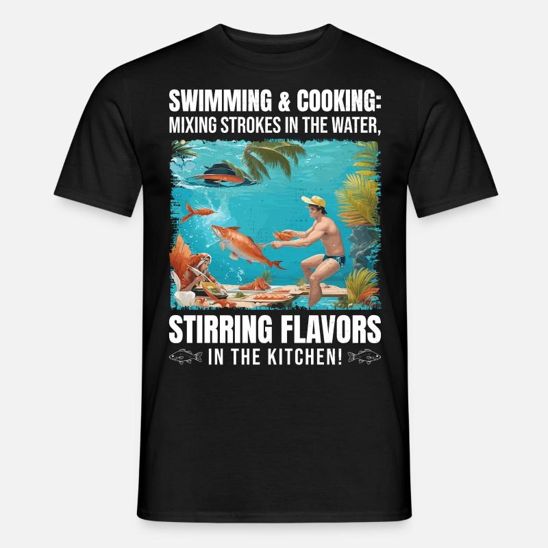 Schwimmen und Kochen - Männer T-Shirt - Schwarz