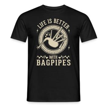 La vie est meilleure avec une cornemuse - T-shirt homme - noir - Devant - AI Model Male 178 light (178cm)