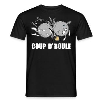 Pétanque Coup de Boule Humour Bouliste - T-shirt homme - noir - Devant - AI Model Male 178 light (178cm)