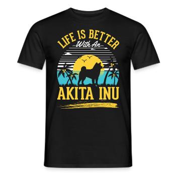 Das Leben ist besser mit einem Akita Inu - Männer T-Shirt - Schwarz - Vorne - AI Model Male 178 light (178cm)