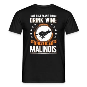 Malinois et vin Berger Belge - T-shirt homme - noir - Devant - AI Model Male 178 light (178cm)