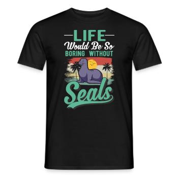Cadeau de phoque Phoque Lion de mer - T-shirt homme - noir - Devant - AI Model Male 178 light (178cm)