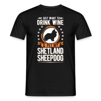 Shetland Sheepdog et Wine Sheltie - T-shirt homme - noir - Devant - AI Model Male 178 light (178cm)