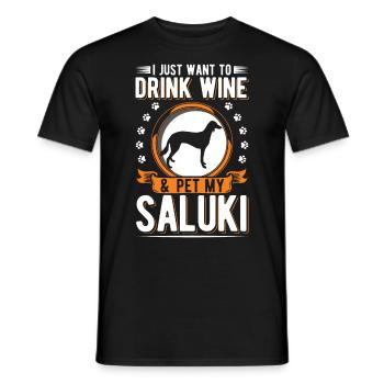 Saluki et vin Lévrier persan - T-shirt homme - noir - Devant - AI Model Male 178 light (178cm)