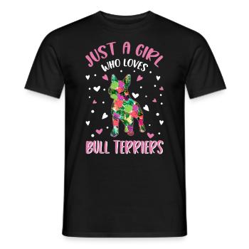 Bull Terrier Fille Miniature Bull Terrier - T-shirt homme - noir - Devant - AI Model Male 178 light (178cm)