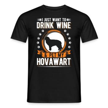 Hovawart et le vin - T-shirt homme - noir - Devant - AI Model Male 178 light (178cm)