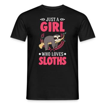 Just a Girl Who loves Sloths Sloth Girl - Men's T-Shirt - black - Front - AI Model Male 178 light (178cm)