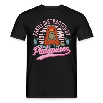 Easily distracted by Platypuse's platypus - Men's T-Shirt - black - Front - AI Model Male 178 light (178cm)