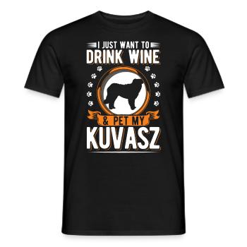 Kuvasz und Wein - Männer T-Shirt - Schwarz - Vorne - AI Model Male 178 light (178cm)