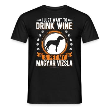 Magyar Vizsla and wine - Men's T-Shirt - black - Front - AI Model Male 178 light (178cm)