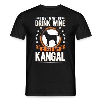 Kangal und Wein Anatolischer Hirtenhund - Männer T-Shirt - Schwarz - Vorne - AI Model Male 178 light (178cm)
