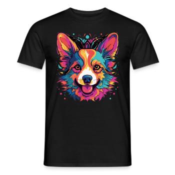Welsh Corgi Colorful - Männer T-Shirt - Schwarz - Vorne - AI Model Male 178 light (178cm)