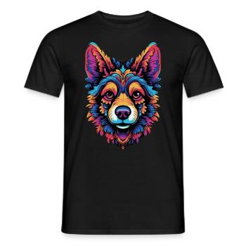 Welsh Corgi Colorful - Männer T-Shirt - Schwarz - Vorne - AI Model Male 178 light (178cm)