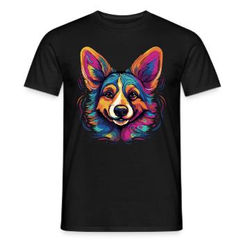 Welsh Corgi Colorful - Männer T-Shirt - Schwarz - Vorne - AI Model Male 178 light (178cm)