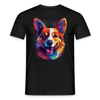 Welsh Corgi Colorful - Männer T-Shirt - Schwarz - Vorne - AI Model Male 178 light (178cm)