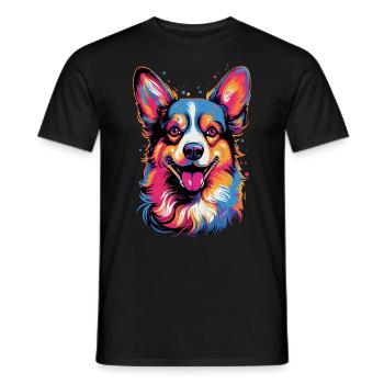 Welsh Corgi Colorful - Männer T-Shirt - Schwarz - Vorne - AI Model Male 178 light (178cm)