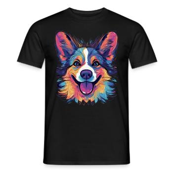 Welsh Corgi Colorful - Männer T-Shirt - Schwarz - Vorne - AI Model Male 178 light (178cm)
