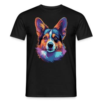 Welsh Corgi Colorful - Männer T-Shirt - Schwarz - Vorne - AI Model Male 178 light (178cm)