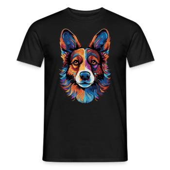 Welsh Corgi Colorful - Männer T-Shirt - Schwarz - Vorne - AI Model Male 178 light (178cm)