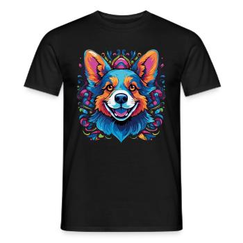 Welsh Corgi Colorful - Männer T-Shirt - Schwarz - Vorne - AI Model Male 178 light (178cm)