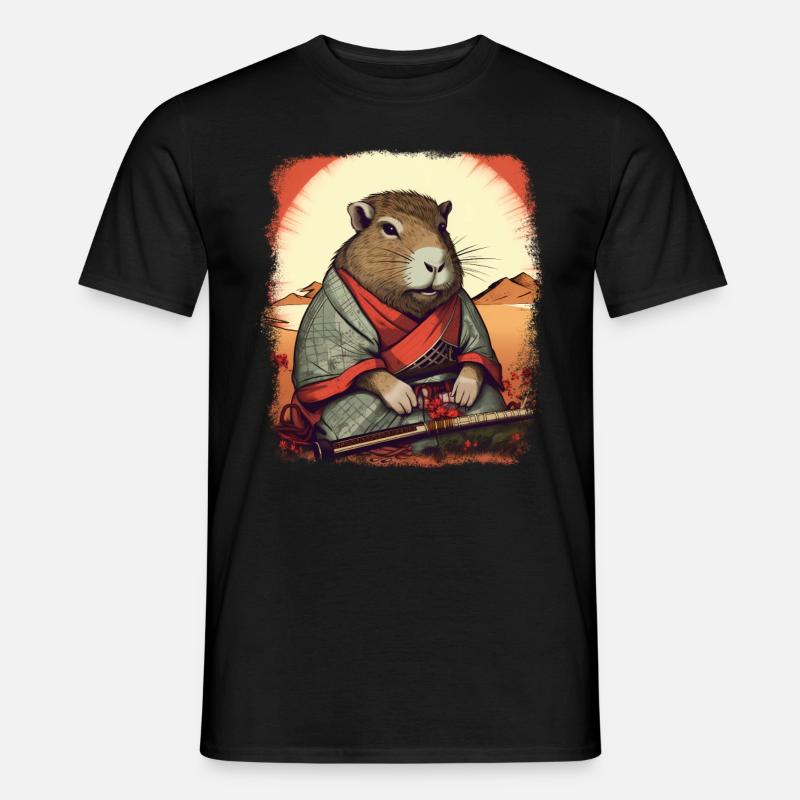 Capybara Samurai Wasserschwein - Männer T-Shirt - Schwarz
