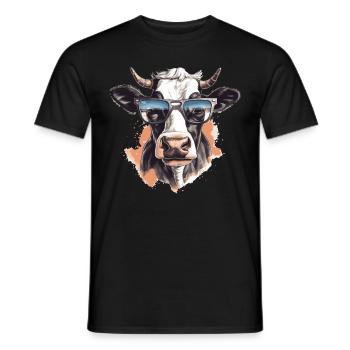 Kuh mit Sonnenbrille - Männer T-Shirt - Schwarz - Vorne - AI Model Male 178 light (178cm)