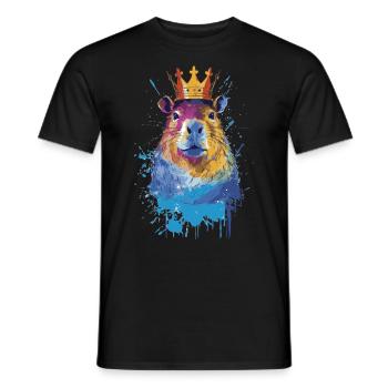 Capybara with crown capybara - Men's T-Shirt - black - Front - AI Model Male 178 light (178cm)
