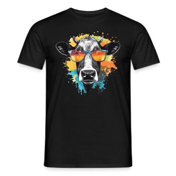Kuh mit Sonnenbrille - Männer T-Shirt - Schwarz - Vorne - AI Model Male 178 light (178cm)