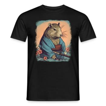 Capybara Samurai Wasserschwein - Men's T-Shirt - black - Front - AI Model Male 178 light (178cm)
