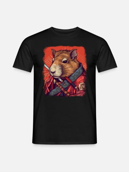 Capybara Samurai Wasserschwein - Männer T-Shirt - Schwarz