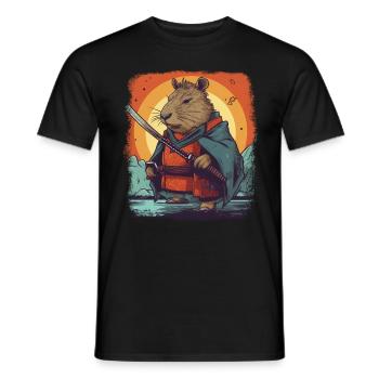 Capybara Samurai Wasserschwein - Men's T-Shirt - black - Front - AI Model Male 178 light (178cm)