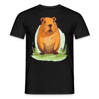Capybara in Nature Wasserschwein - Männer T-Shirt - Schwarz - Vorne - AI Model Male 178 light (178cm)