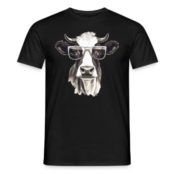 Kuh mit Sonnenbrille - Männer T-Shirt - Schwarz - Vorne - AI Model Male 178 light (178cm)