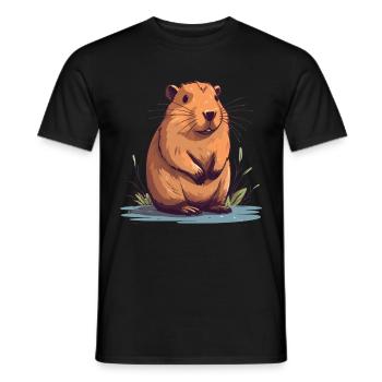 Capybara in Nature Wasserschwein - Männer T-Shirt - Schwarz - Vorne - AI Model Male 178 light (178cm)