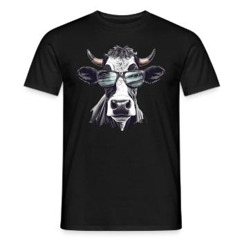 Kuh mit Sonnenbrille - Männer T-Shirt - Schwarz - Vorne - AI Model Male 178 light (178cm)
