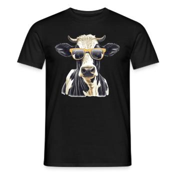 Kuh mit Sonnenbrille - Männer T-Shirt - Schwarz - Vorne - AI Model Male 178 light (178cm)