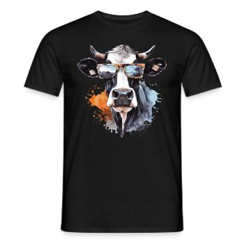 Kuh mit Sonnenbrille - Männer T-Shirt - Schwarz - Vorne - AI Model Male 178 light (178cm)
